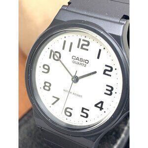 Casio Women's Watch MQ24-7B Quartz 33mm Analog White Dial Black Resin Band